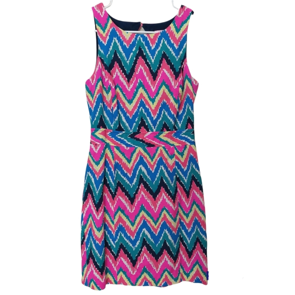 Lilly Pulitzer Hearts a Flutter Kirkland Shift Dress 2 Chevron Multicolor